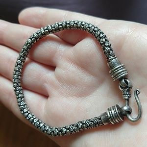 Floral or popcorn patter sterling silver 925 bracelet vintage flowers